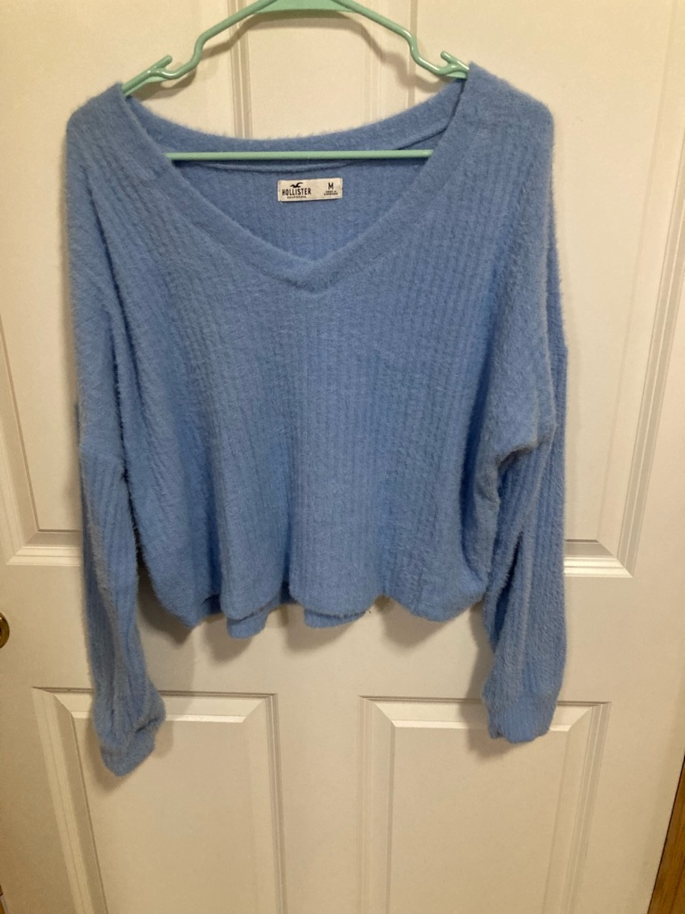 Hollister Soft V-Neck Pullover Sweater in Light Blue